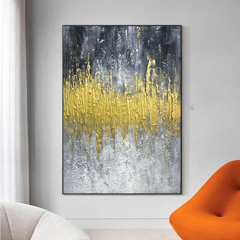 Home Decor New Arrival Handmade Abstract Gold Gray White Abstract wall paintings canvas art oil painting decor