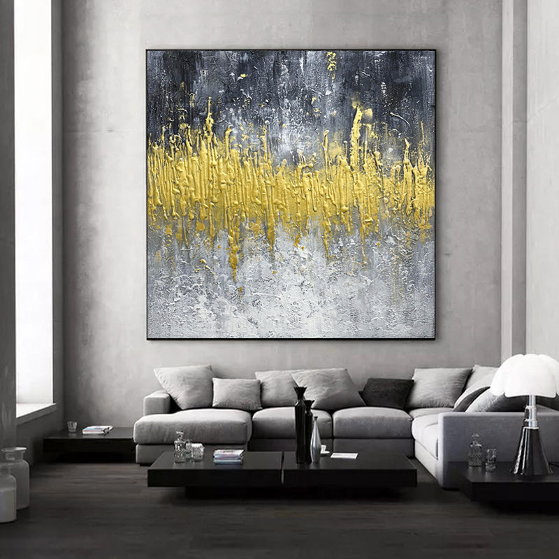 Home Decor New Arrival Handmade Abstract Gold Gray White Abstract wall paintings canvas art oil painting decor