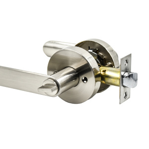 Door Lock Handle Set Satin Nickel Round Lever Lock Zinc Alloy Heavy Duty  Tubular Lever Handle