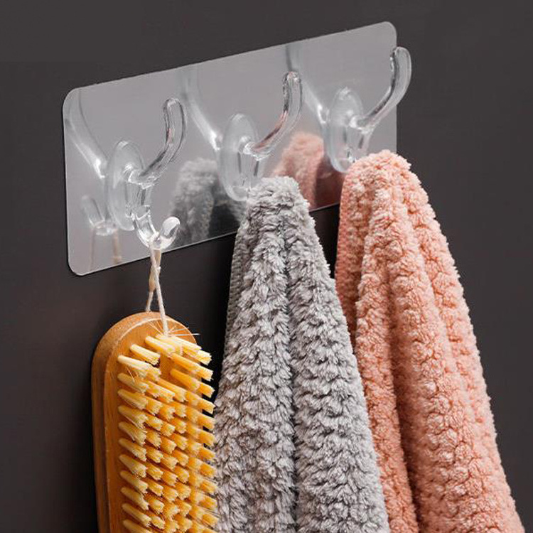 Transparent Hooks of a row  Kitchen Bathroom Strong Adhesive Hook