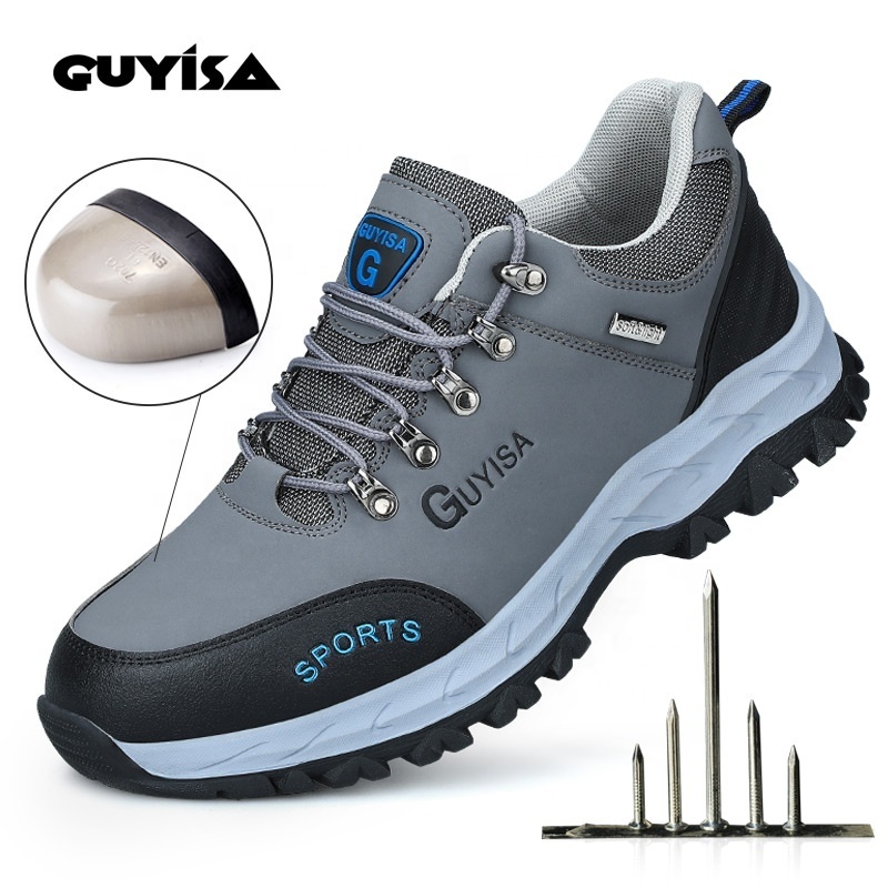 GUYISA2022 Hot Sale Waterproof Microfiber Anti-Slip Anti-Puncture Work Shoes Men's Steel Toe Safety Shoes