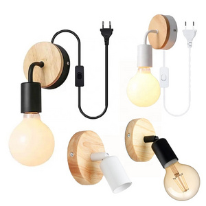 Hot sale Vintage Retro Wall Lights Indoor Lighting Bedside Wall Lamps For Bedroom Loft Aisle Decoration Home plug in wall lamp