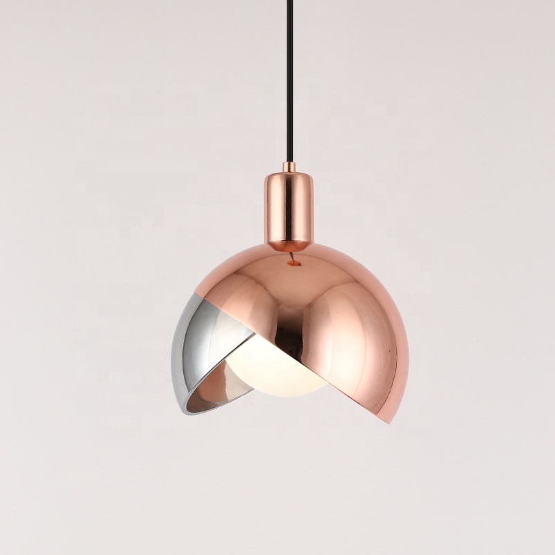 Modern Style Electroplated Rose Gold Single Pendant Lights Kitchen Bar Hotel glass shade Hanging chandeliers Light Fixture