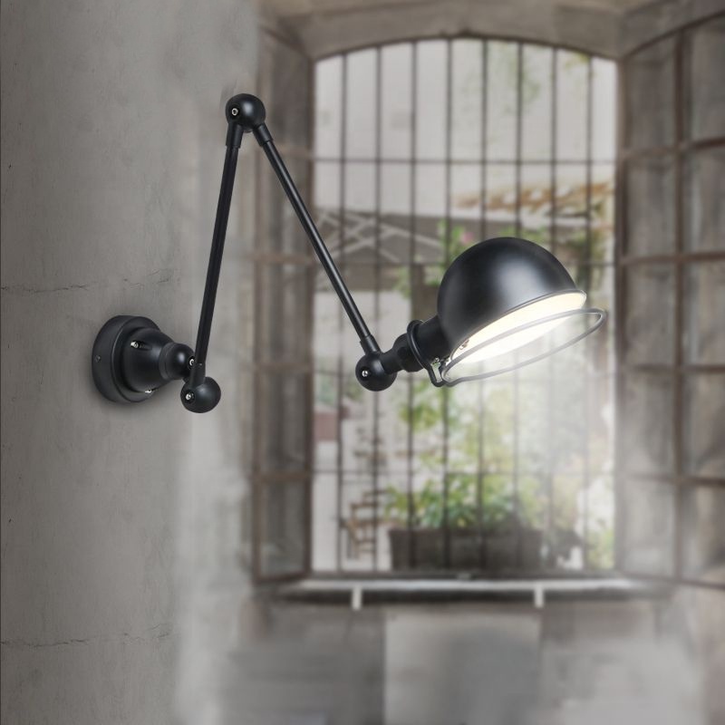 Best sellers Retro Industrial folding rocker black swing arm wall wall lamp for desk reading adjustable iron loft wall light