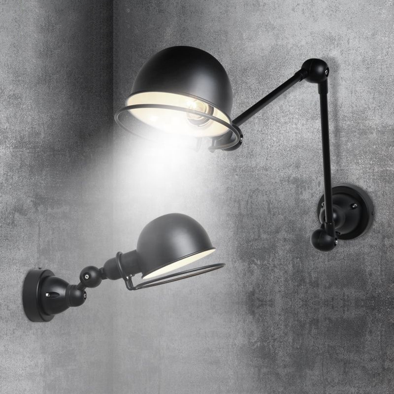 Best sellers Retro Industrial folding rocker black swing arm wall wall lamp for desk reading adjustable iron loft wall light