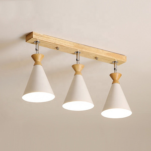 Creative Nordic three-head iron ceiling light for aisle corridor cloakroom decoration colorful combination wood light fixture