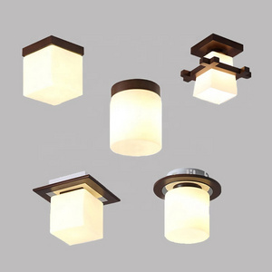 Japanese Ceiling Lights Tatami Wooden Glass Lampshade E27 Led Ceiling Lamp Hallways Lobby Corridor Balcony Porch Fixtures