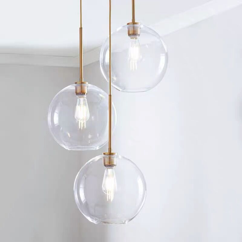 Contemporary Glass Ball E27 Pendant Lights Modern chandelier gold Silver Finish Light Fixture Dinning Table Bedroom Hanging Lamp