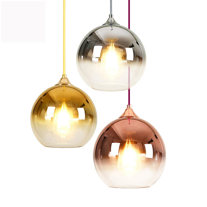 Contemporary Glass Ball E27 Pendant Lights Modern chandelier gold Silver Finish Light Fixture Dinning Table Bedroom Hanging Lamp