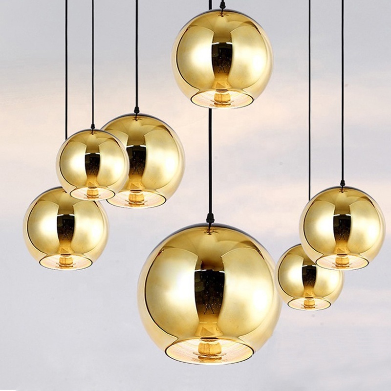 Modern restaurant round Globe Pendant Light Fixture Gold silver copper glass chandelier Single Pendant Light For Kitchen Island