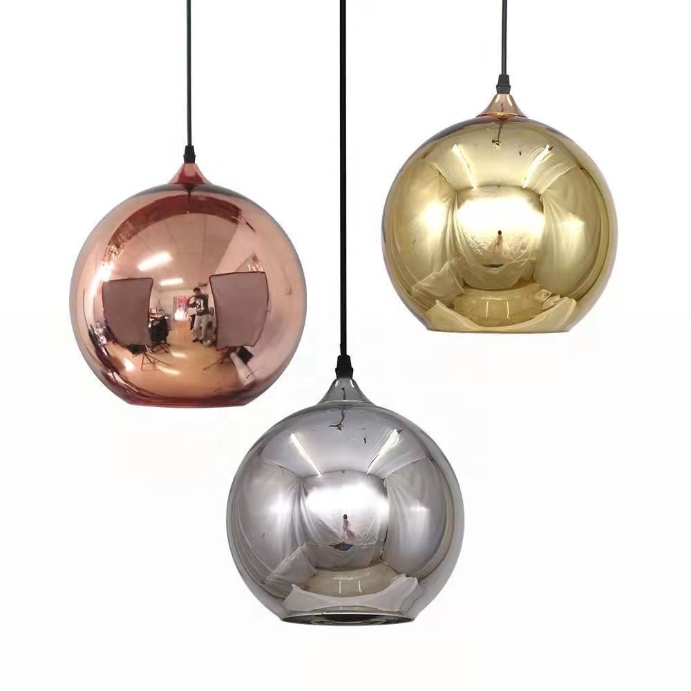 Modern restaurant round Globe Pendant Light Fixture Gold silver copper glass chandelier Single Pendant Light For Kitchen Island