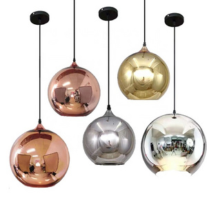 Modern restaurant round Globe Pendant Light Fixture Gold silver copper glass chandelier Single Pendant Light For Kitchen Island