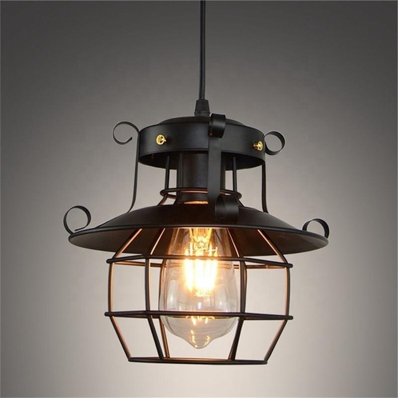 Modern Industrial Led Lights Metal Cage Pendant Ceiling Lamp Restaurant Chandelier Lighting Fixtures Vintage Hanging Light