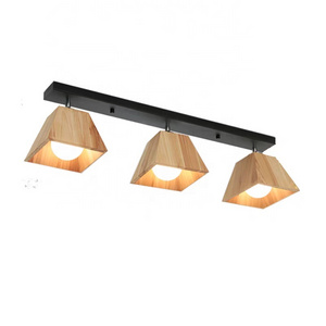 Factory good price rectangular Nordic solid wood ceiling light for bedroom aisle creative indoor E27 wood led lamps