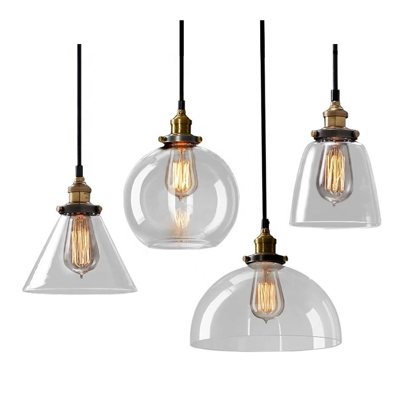 Vintage Industrial Edison Bulb glass pendant lights for restaurant retro hanging light fixtures