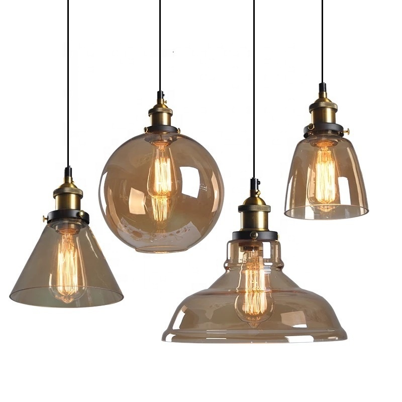 Vintage Industrial Edison Bulb glass pendant lights for restaurant retro hanging light fixtures