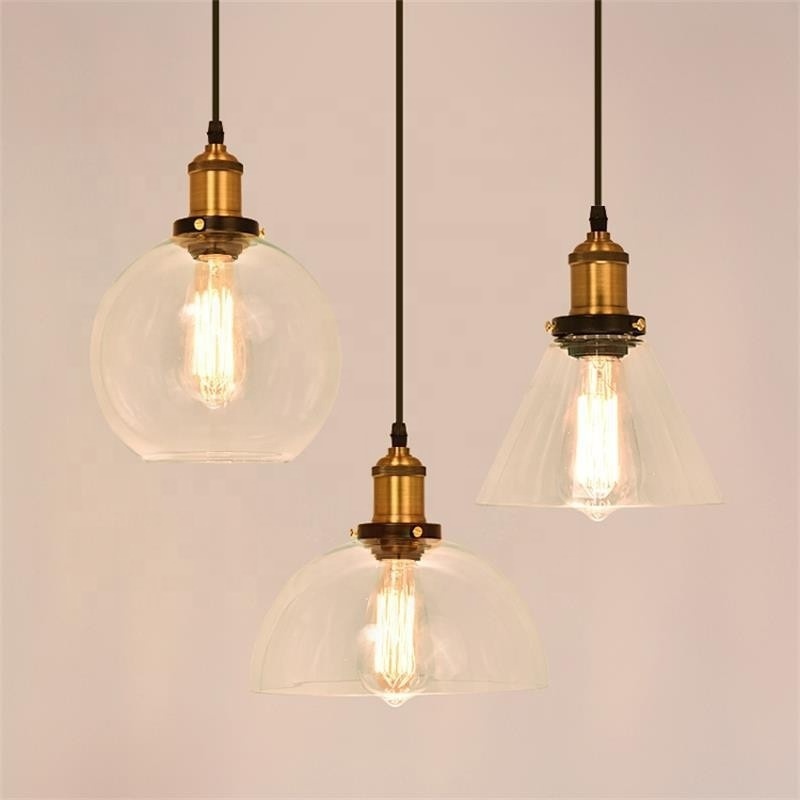 Vintage Industrial Edison Bulb glass pendant lights for restaurant retro hanging light fixtures