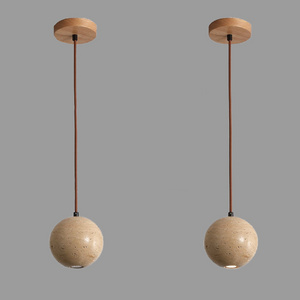 Hot selling wholesale travertine pendant light ball yellow cave stone pendant lights hanging lamp