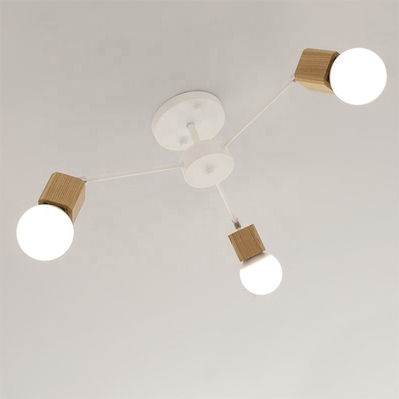 Hot selling Nordic Natural wood molecular chandelier for living room bedroom wooden simple Sputnik pendant light