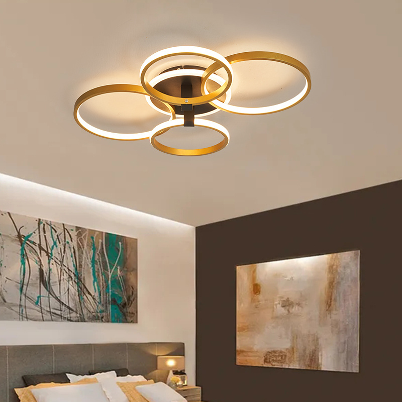 Hot Led Chandelier Lights Dimmable Modern Minimalist aluminum Led Ceiling Lamp Rings Ceiling Light for Living Room Bedroom shops