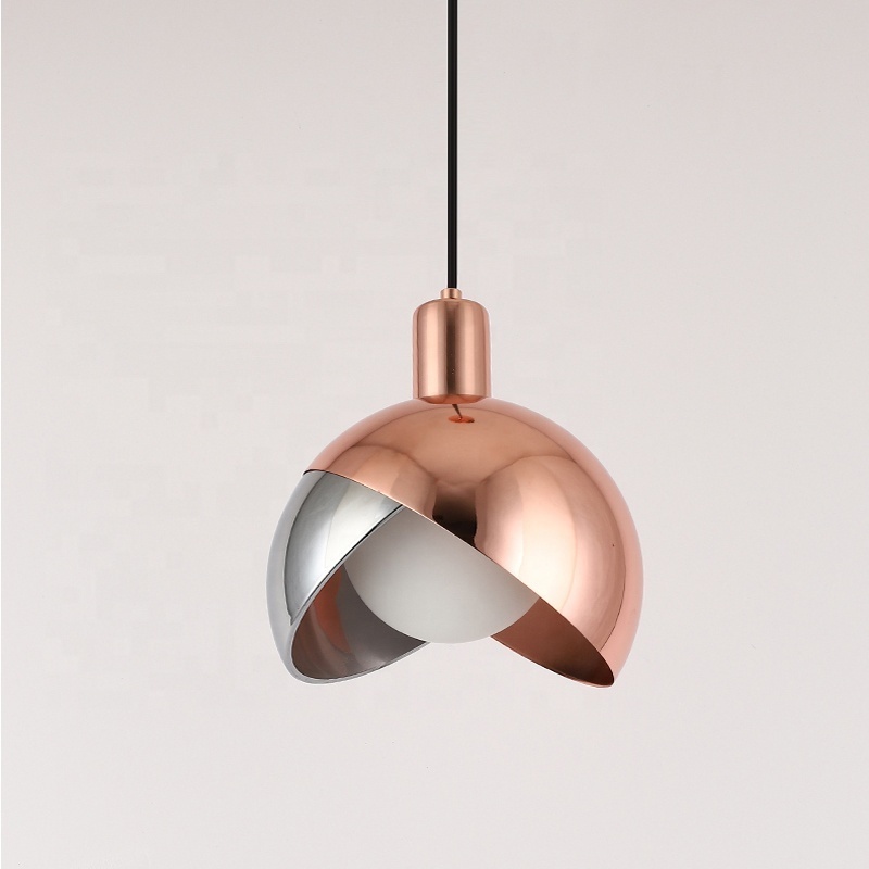 Modern Style Electroplated Rose Gold Single Pendant Lights Kitchen Bar Hotel glass shade Hanging chandeliers Light Fixture