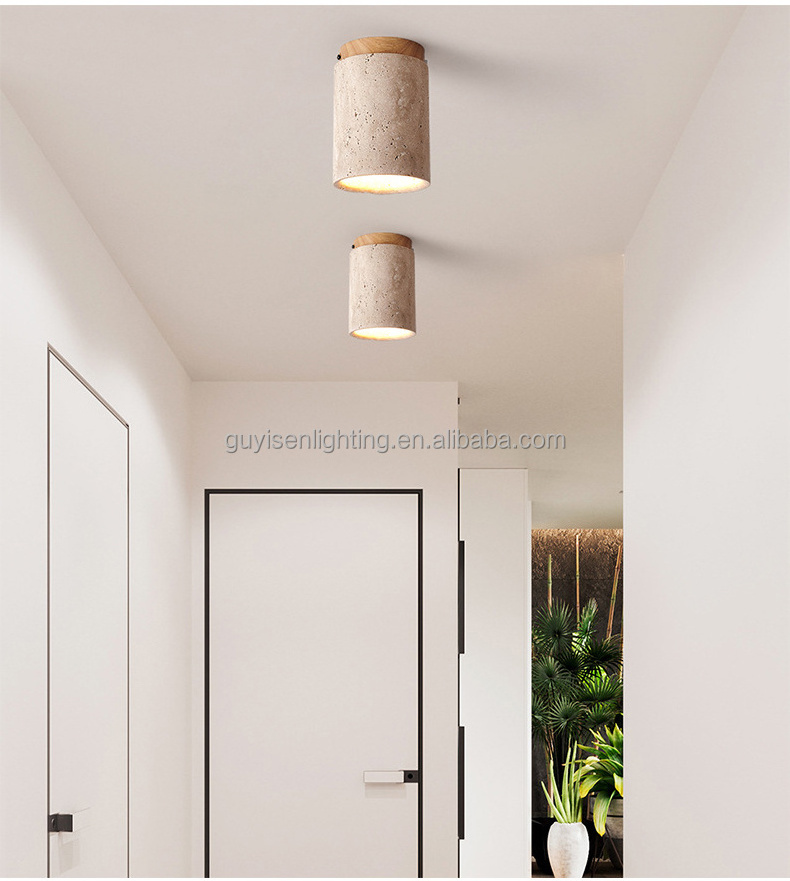 Japanese Wabi Sabi Home Decoration Ceiling Lamp Modern Warm Cream Style Balcony Corridor Industrial E27 wall cave stone Lights