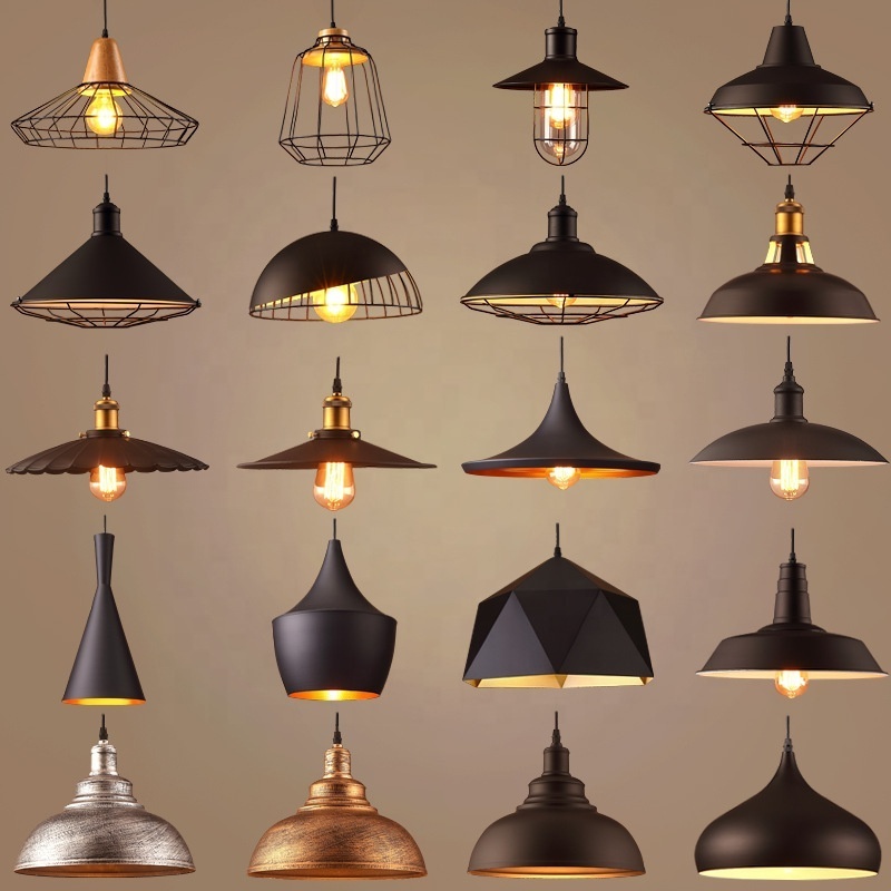 Kitchen Home Retro iron chandeliers Industrial Pendant Lights E27 Black Indoor Hanging Lamp for Bar Restaurant metal light