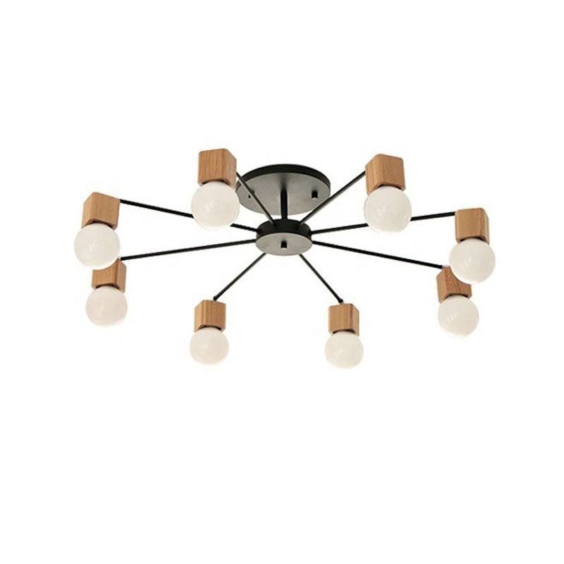 Hot selling Nordic Natural wood molecular chandelier for living room bedroom wooden simple Sputnik pendant light