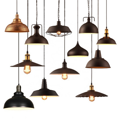 Kitchen Home Retro iron chandeliers Industrial Pendant Lights E27 Black Indoor Hanging Lamp for Bar Restaurant metal light