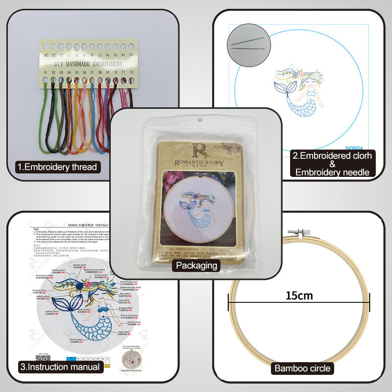 embroidery tufting dmc cross stich punch DIYneedle kit  kits for adults  set hand diy set  hoop for