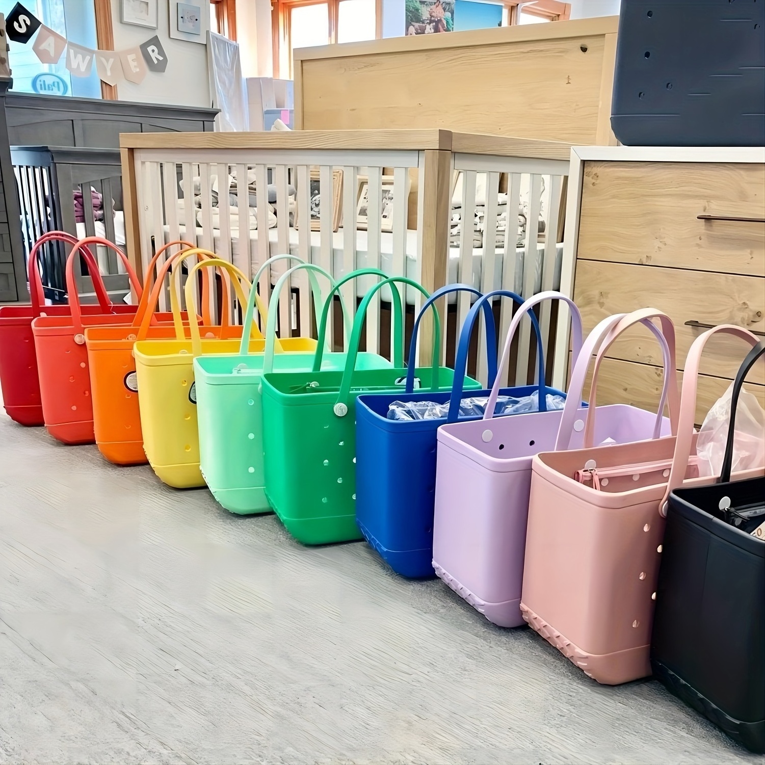 Custom Hot Sale Women Wholesale Beach Waterproof Tote Bags Custom Summer Rubber Large Fashion Eva Silicone Bogg Bag