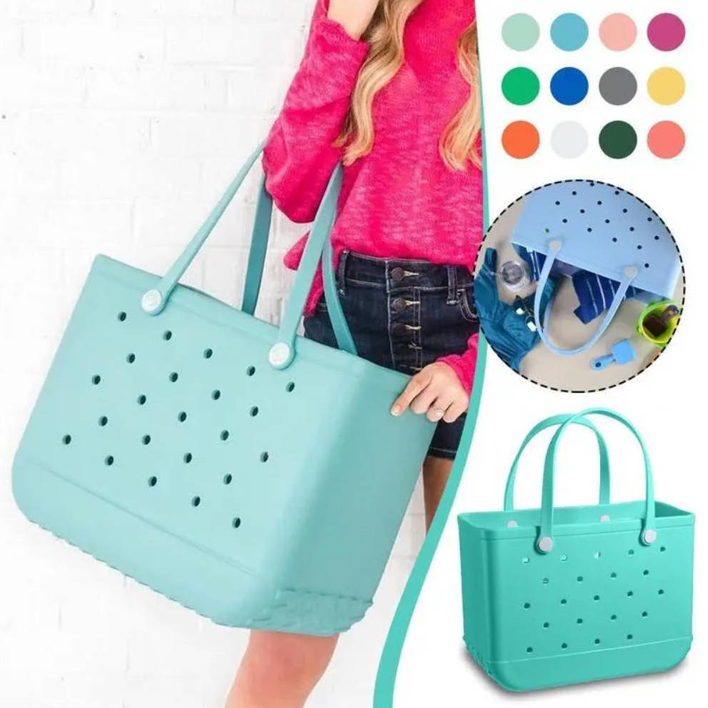 Custom Hot Sale Women Wholesale Beach Waterproof Tote Bags Custom Summer Rubber Large Fashion Eva Silicone Bogg Bag