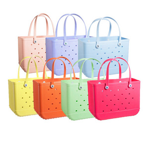 Custom Hot Sale Women Wholesale Beach Waterproof Tote Bags Custom Summer Rubber Large Fashion Eva Silicone Bogg Bag