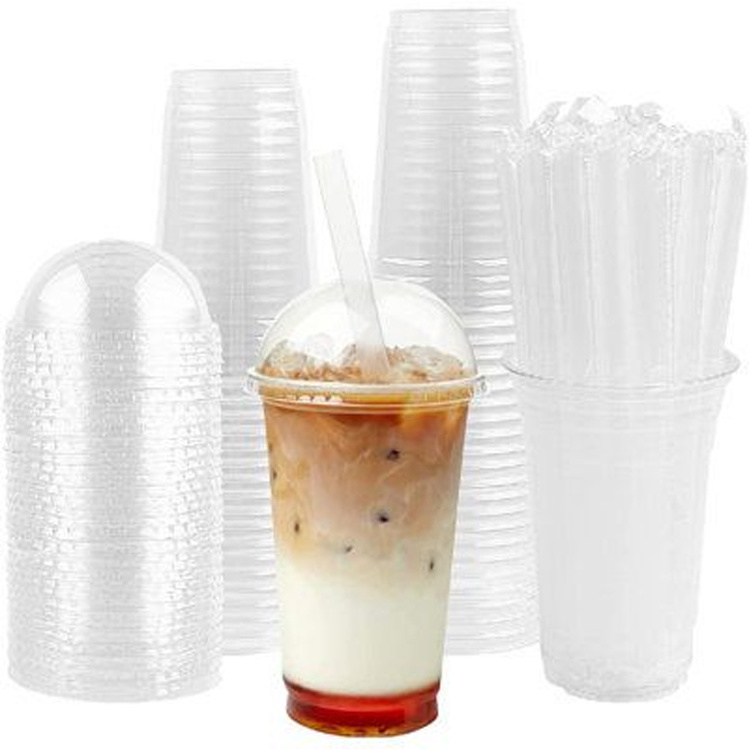 Wholesale PP Cups Juice Cup 16oz 24 Oz 32oz Printed Logo Disposable Plastic Boba Bubble Tea Cup With Lids