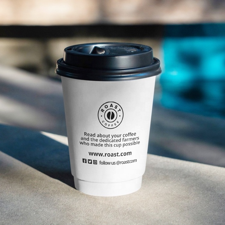 Custom Disposable Cup Lid Paper 6 8 910 12 16 20 22ounces Cardboard Paper Coffee Cups Biodegradable Cup Holder