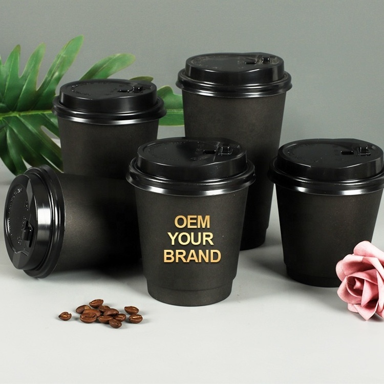 Custom Disposable Cup Lid Paper 6 8 910 12 16 20 22ounces Cardboard Paper Coffee Cups Biodegradable Cup Holder