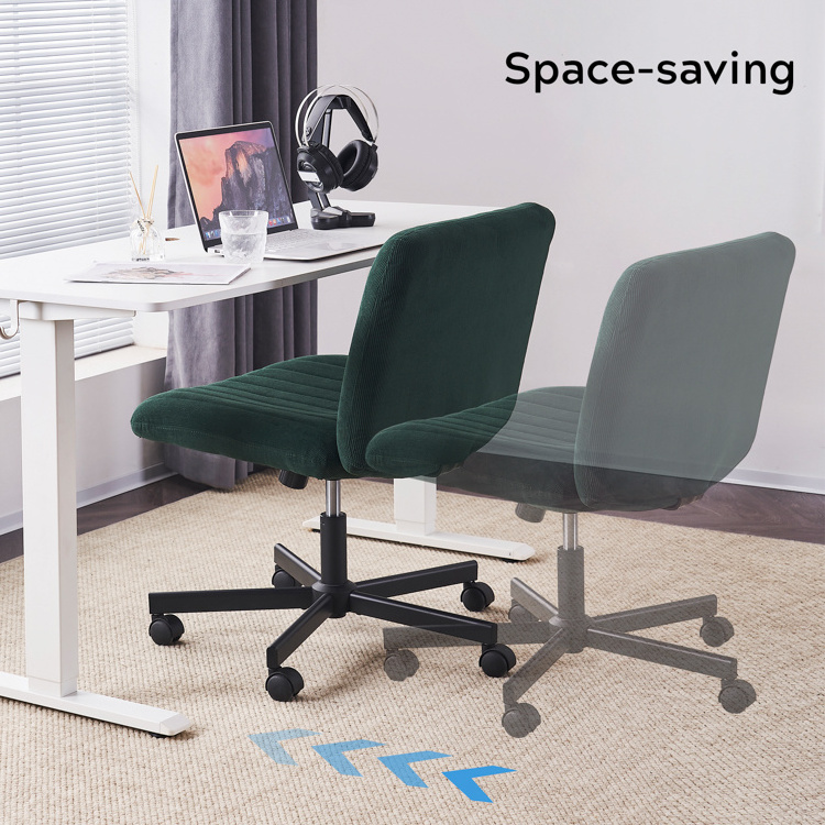 Swivel Adjustable Fabric Task Vanity Computer Chair Save Space Wide Armless Leisure Home Office Desk Chair