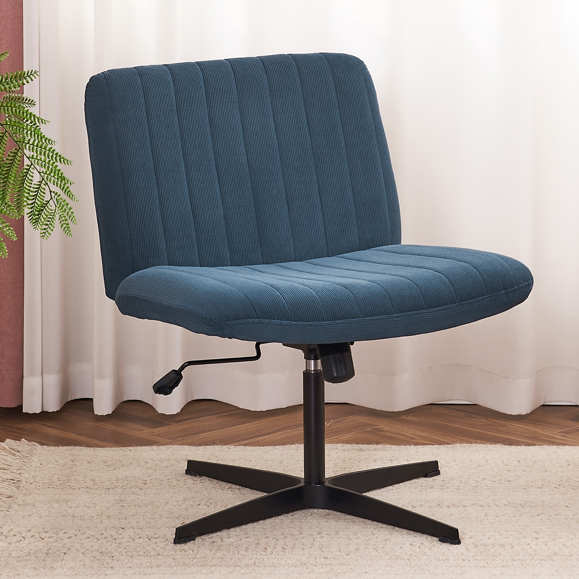 Modern Oversized Velvet Fabric Blue Silla Giratoria De Oficina Home Office No Wheels Swivel Desk Chair