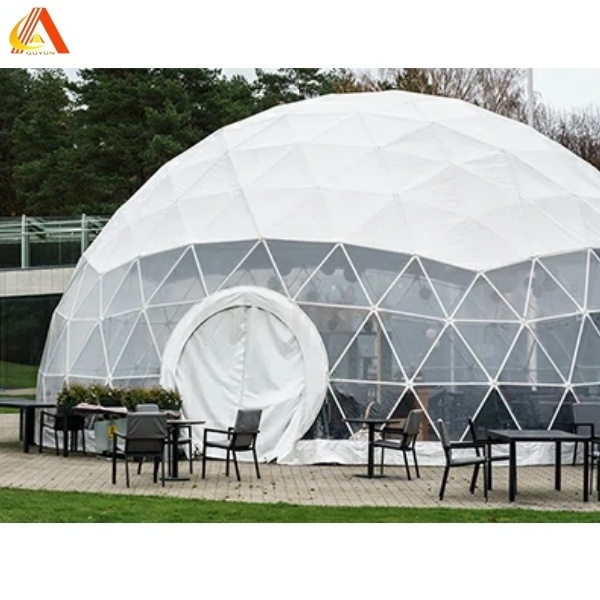 Factory Price Outdoor Trade Show Tent Hotel Garden Party Luxury Glamping Snow resistance PVC Winter Geodesic Glass Dome Tent