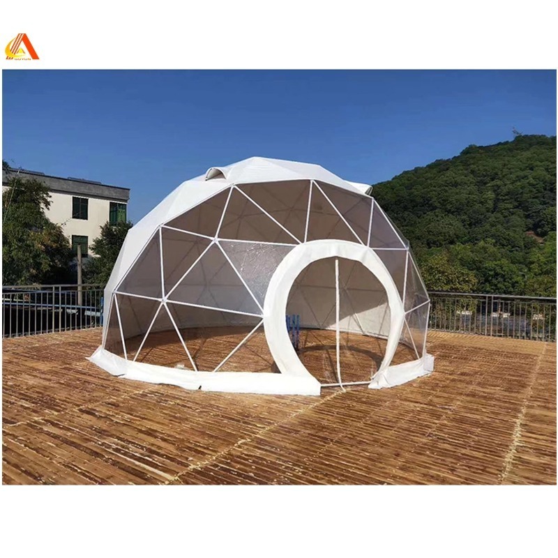 High quality 4M 5M 6M 7M 8M PVC Coated Geodesic Dome Tent House Kit White Tent bubble dome tent for sale