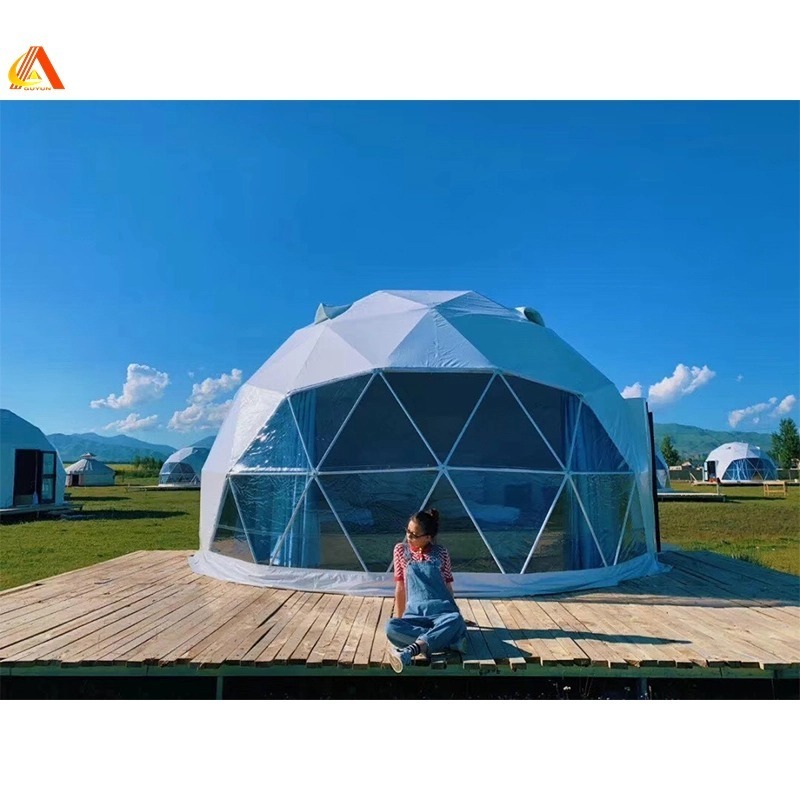 High quality 4M 5M 6M 7M 8M PVC Coated Geodesic Dome Tent House Kit White Tent bubble dome tent for sale