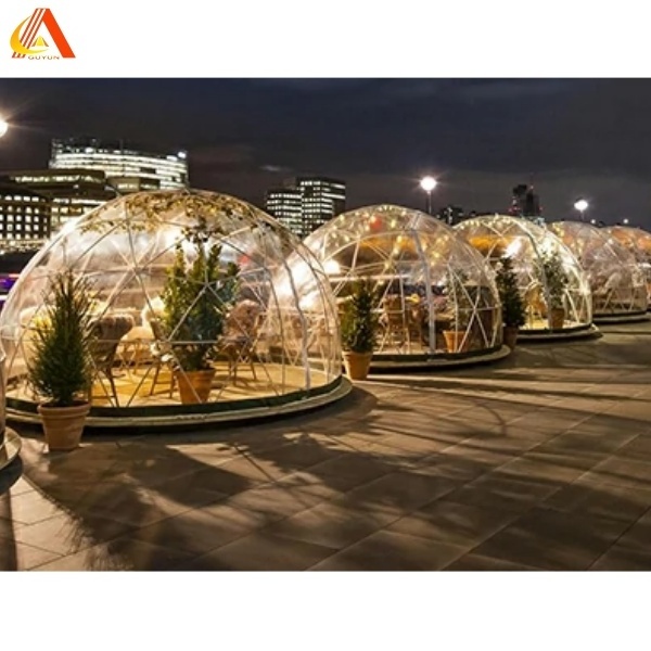 Factory Price Outdoor Trade Show Tent Hotel Garden Party Luxury Glamping Snow resistance PVC Winter Geodesic Glass Dome Tent