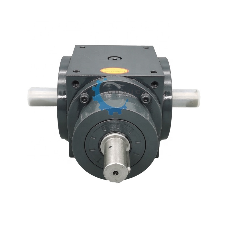 Guzuo High Quality 90 Degree Right Angle Spiral Bevel Helical Transmission Hole Output Steering Gearbox For Reduction