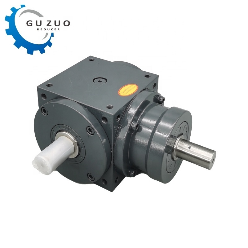 Guzuo High Quality 90 Degree Right Angle Spiral Bevel Helical Transmission Hole Output Steering Gearbox For Reduction