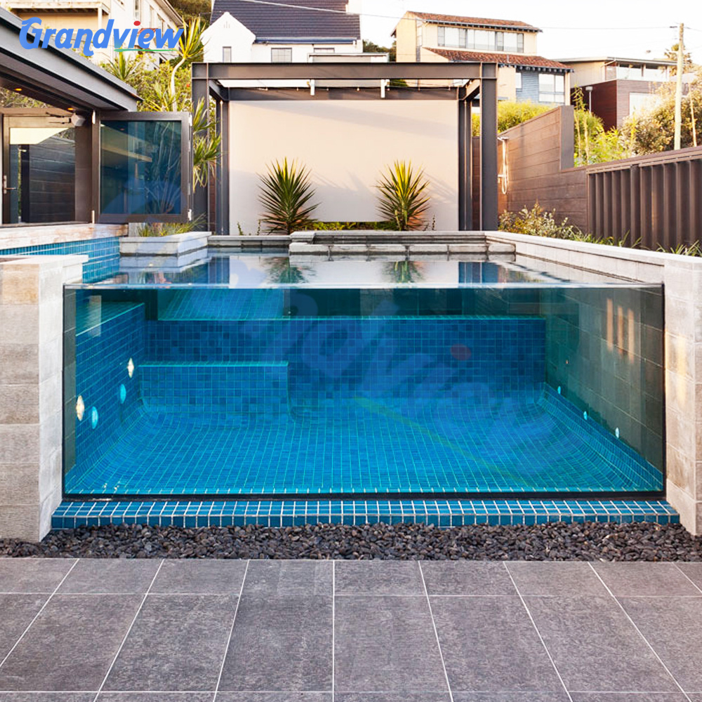 Customized large size outdoor seamless bonding clear Anti-uv rectangular fiberglass spa acrylic swimming pool