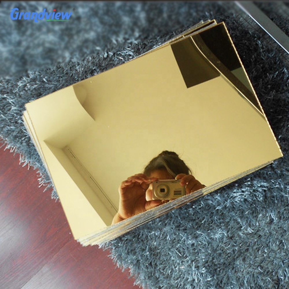 Custom 1/16 inch 1 inch flexible Gold Mirror Acrylic pieces Sheet Pmma mirror acrylic for laser cutting