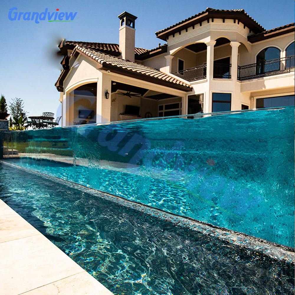 Customized large size outdoor seamless bonding clear Anti-uv rectangular fiberglass spa acrylic swimming pool