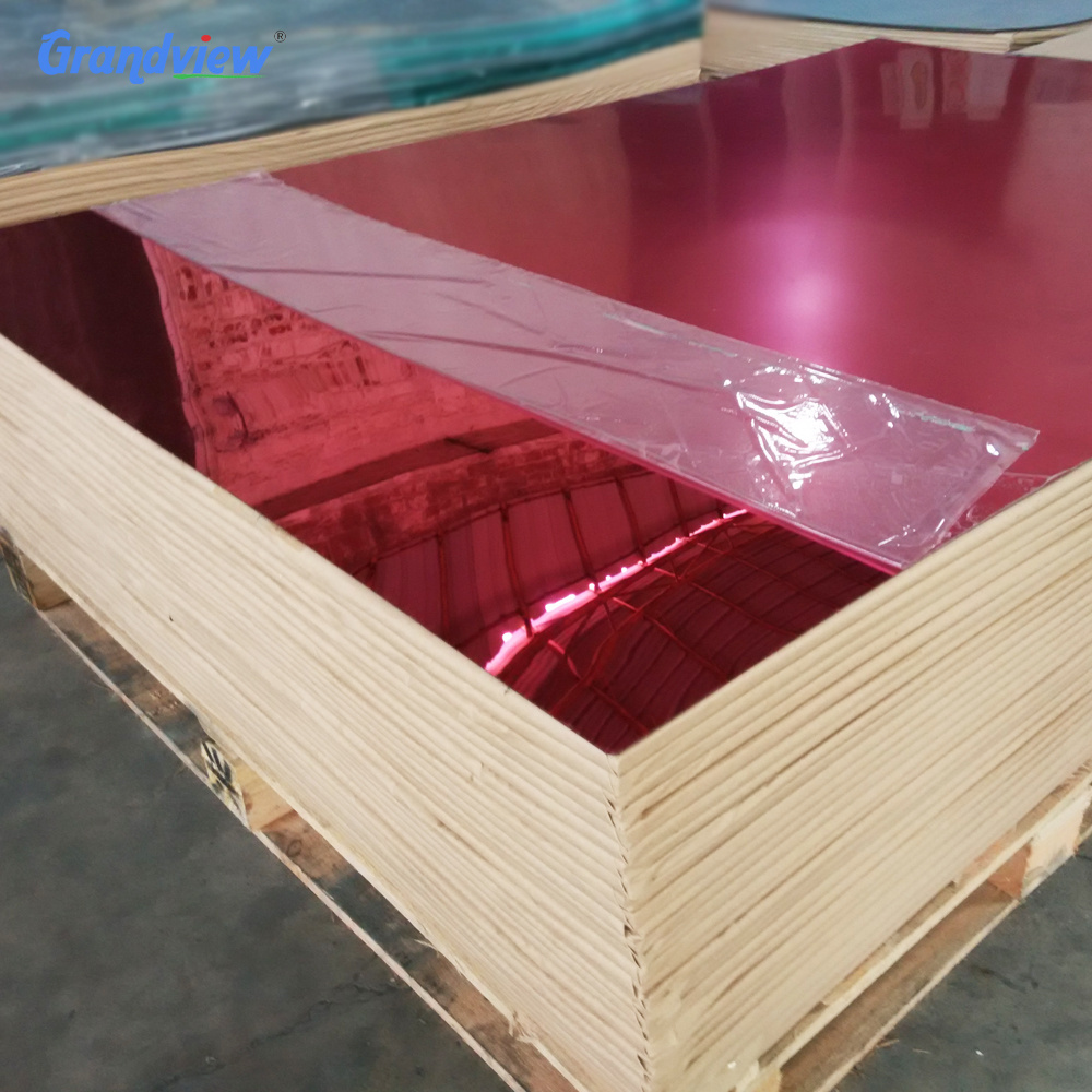 1 mm 2 mm 3 mm factory price Flexible wine red Acrylic plastic mirror sheet