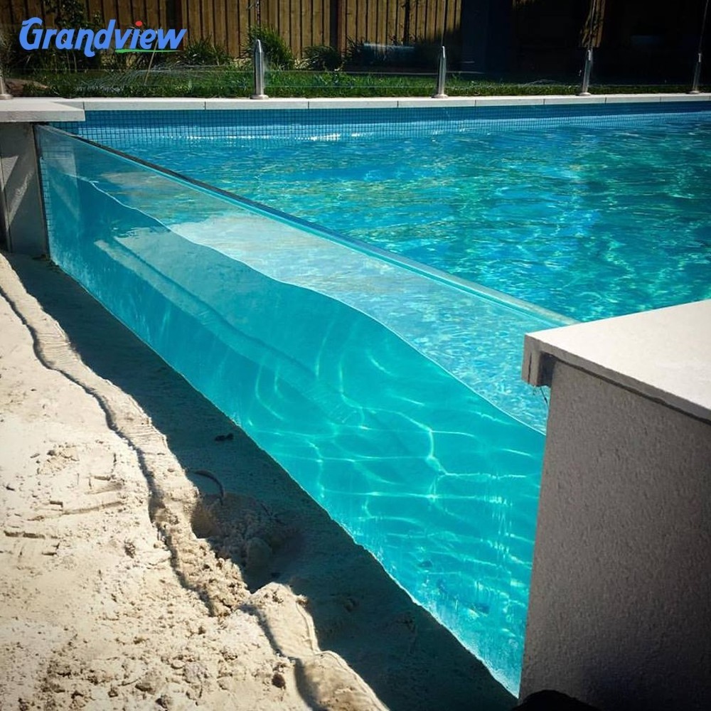 Thick window wall above ground full side inground panels sheet endless glass outdoor clear fiberglass acrylic swimming pool