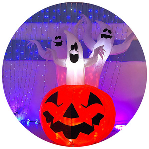 6FT Pumpkin Shape Halloween Light 3PCS Ghost 12V DC Inflatables Outdoor Pumpkin Halloween Light